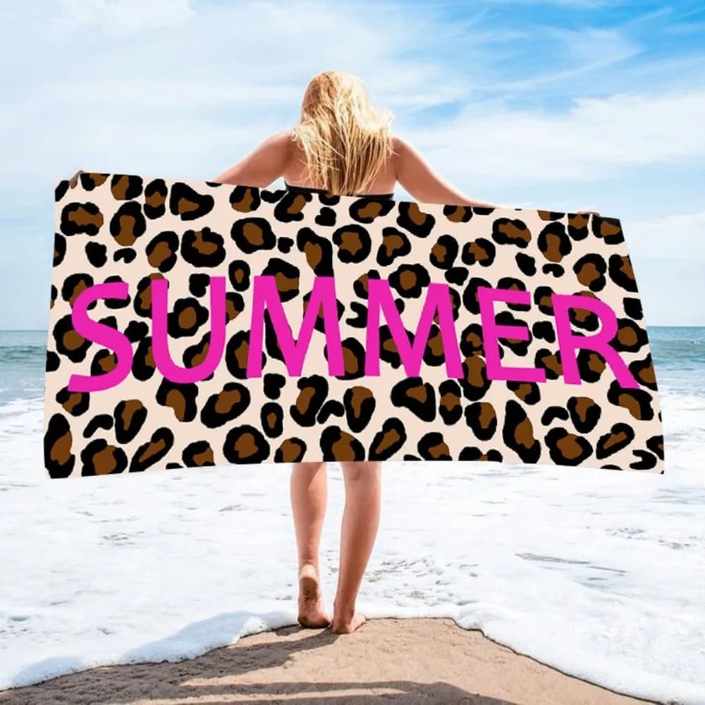 Telo da bagno con stampa leopardata 70x140 cm, ad asciugatura rapida, assorbe l'acqua, per spiaggia, piscina, viaggi, campeggio, coperta da spiaggia