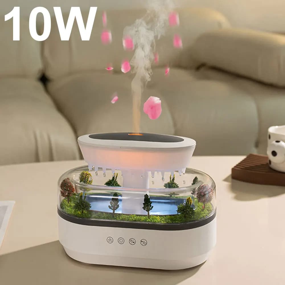 Umidificatore d'Aria con Effetto Goccia d'Acqua, Diffusore di Oli Essenziali con 7 Luci Notturne, Nebulizzatore a Freddo per Camera da Letto