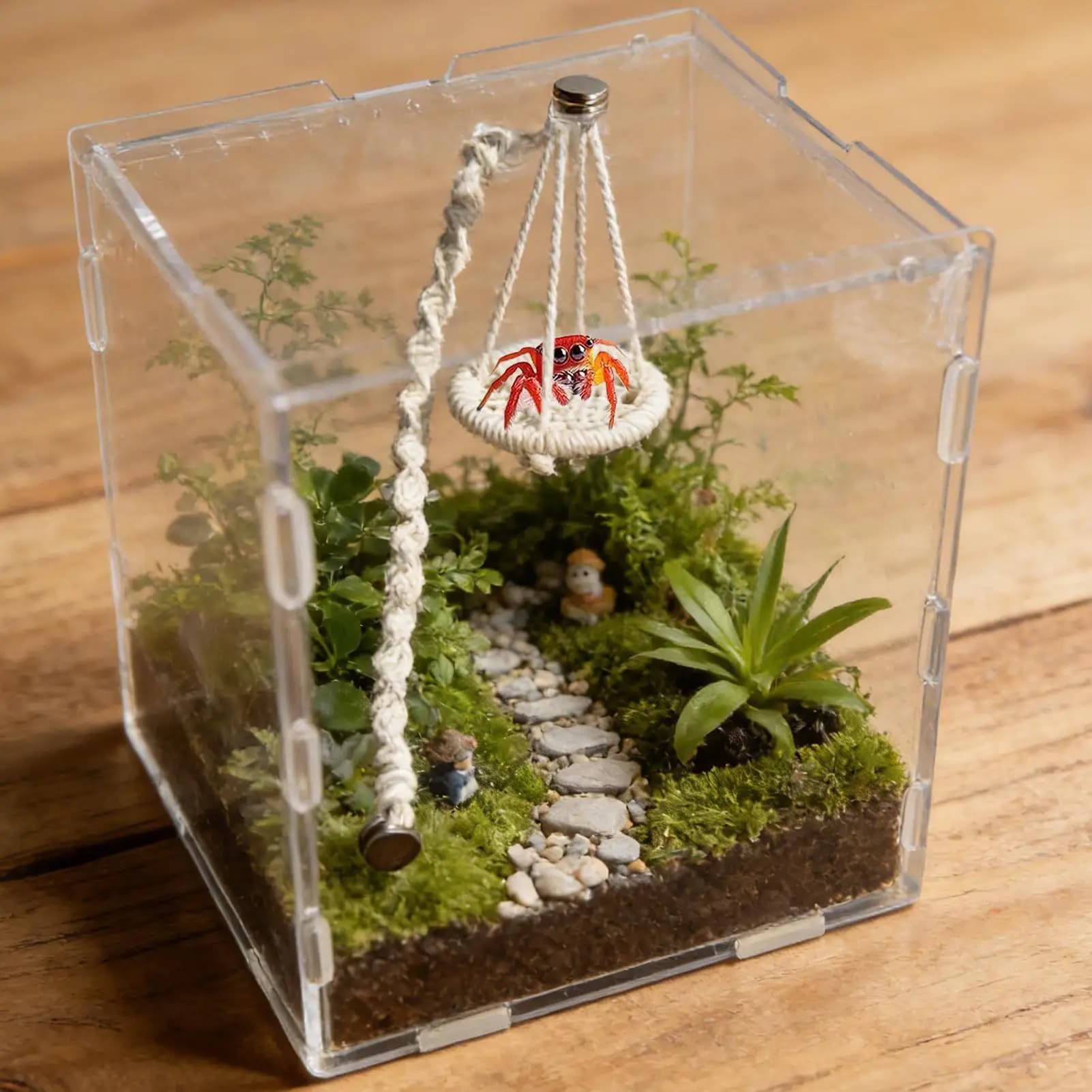 Spider Enclosure Accessories Hangable Rope Hammock Jumping Spider Habitat Accessories for Terrarium Breeding Geckos Tree Frogs