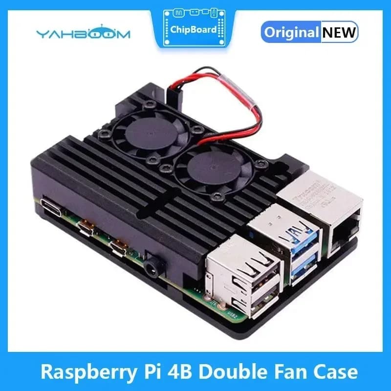 Raspberry Pi 4th generation 4B A-rmor aluminum alloy housing with metal protective shell with double cooling fan