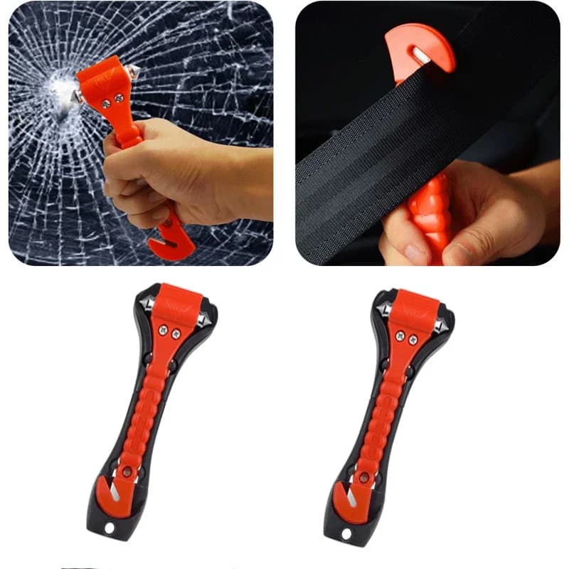 New Survival Safety Hammer 2 in 1 campsite guide cutter for safety belt for auto break emergency punch for glass window life save tools