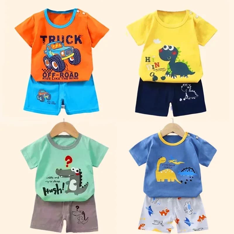 Set per bambini madre Abbigliamento per bambini Ragazzi Ragazza T-shirt Pantaloncini 2 pezzi Estate in cotone manica corta Abbigliamento per bambini per bambini Vestito per bambini