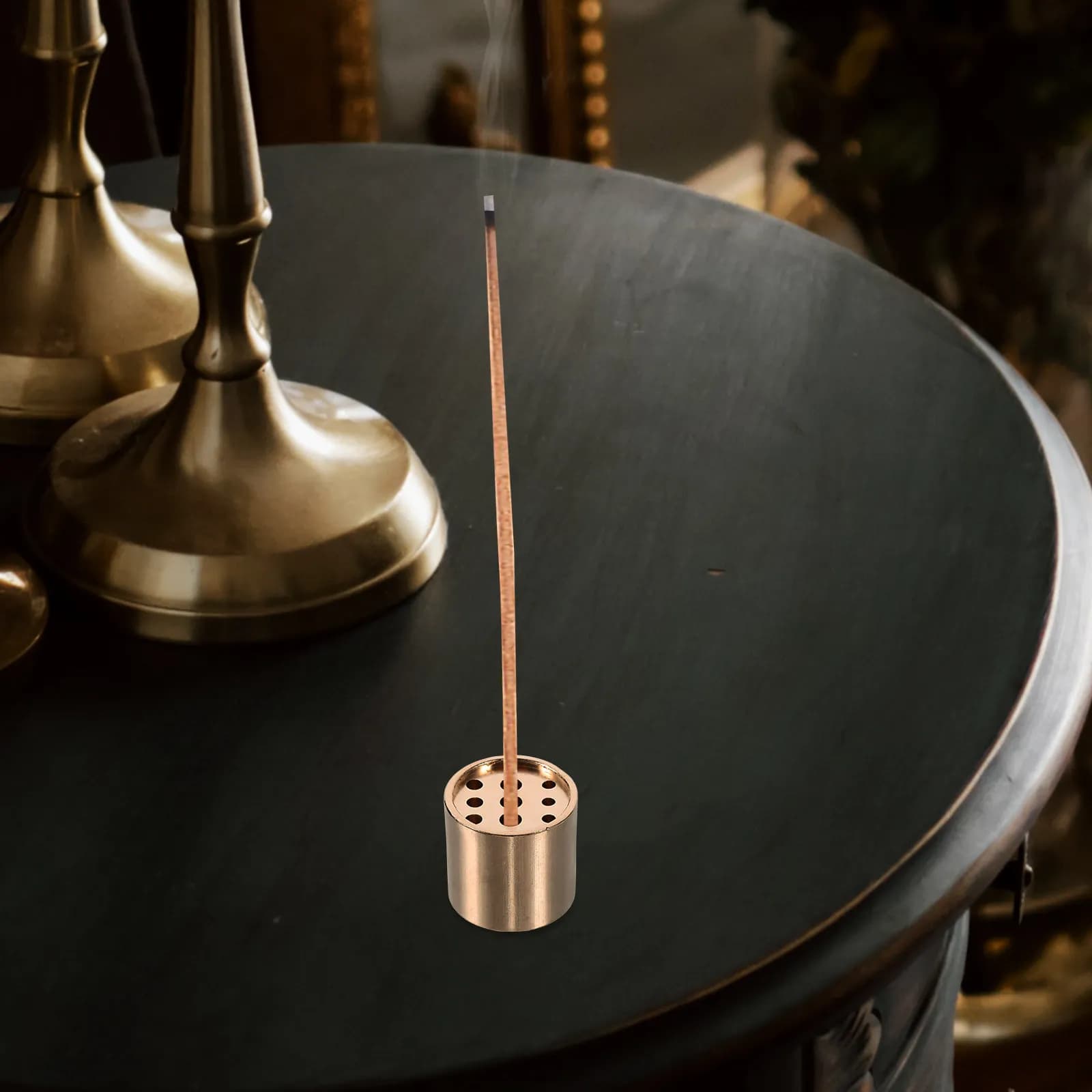 Mini Incense Holder Brass Material Multi Hole Design for Stick Incense Long Compact Portable Desktop Table