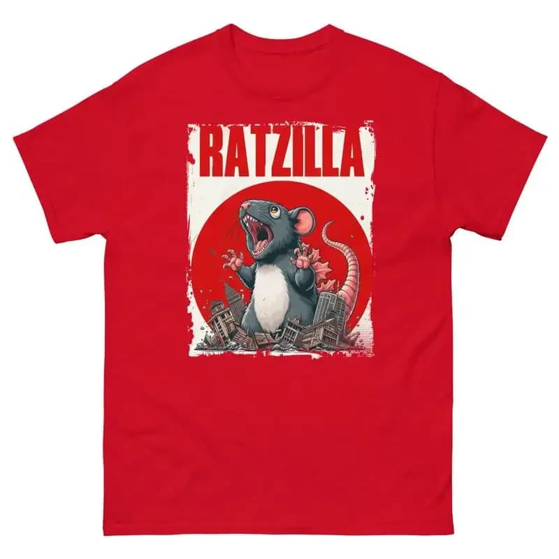 Giant Rat Ratzilla Funny Sci Fi Parody Cotton T Shirt Mouse Lover