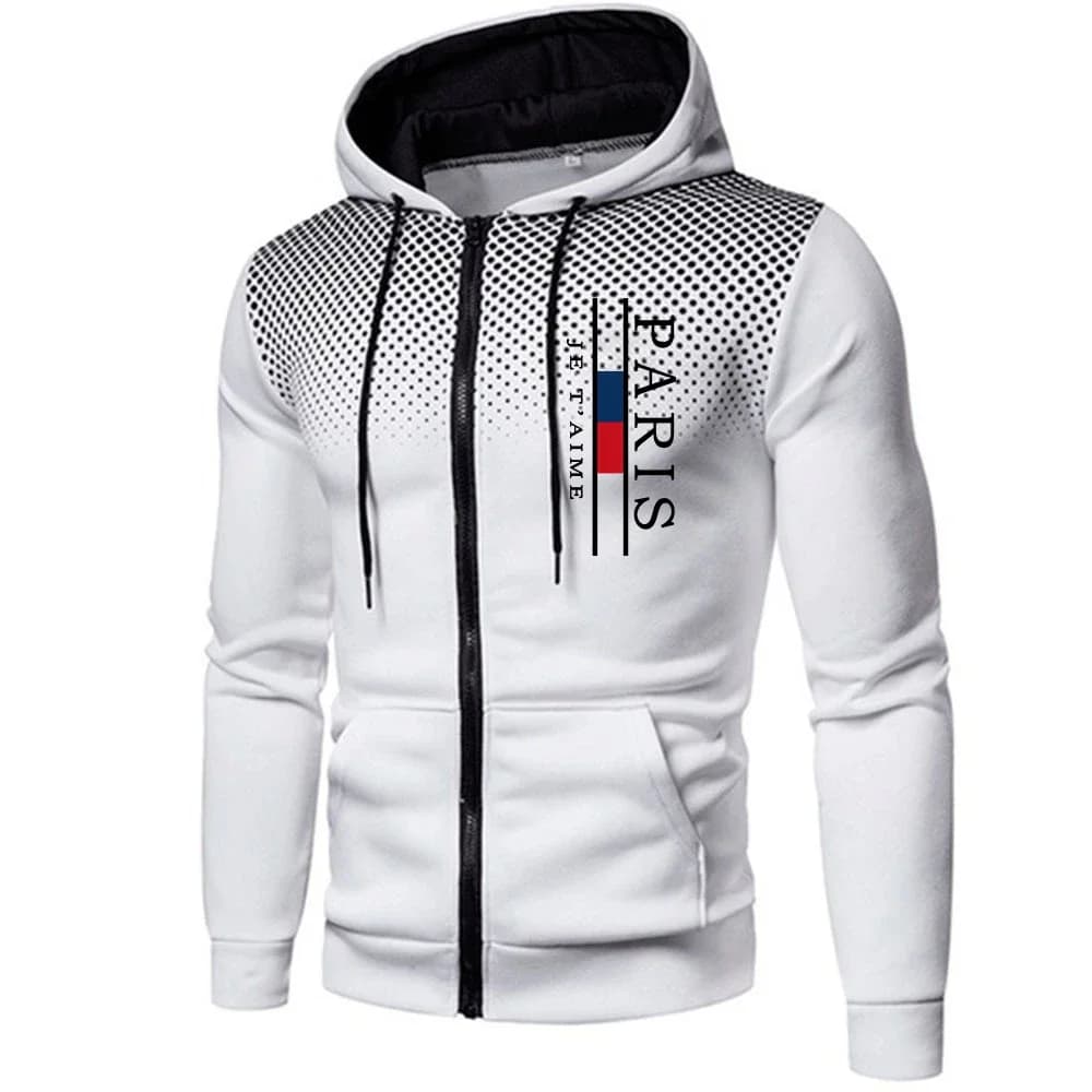 Men's Hooded Sweatshirts Printing Casual Hot Sales Zipper Jacket Sports Pants Quality Jogging Men Clothing Office Round Dot Coat