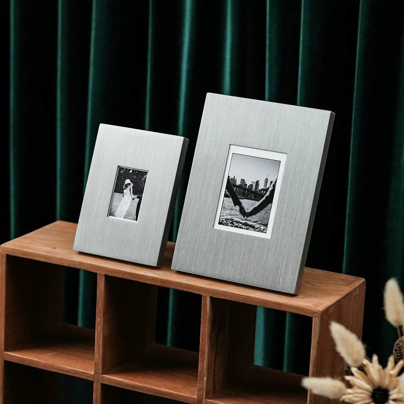 Stainless Steel Picture Frame for Desk Bauhaus Minimalist Photo Holder Premium Metal Tabletop Display Frame Sleek Modern Decor