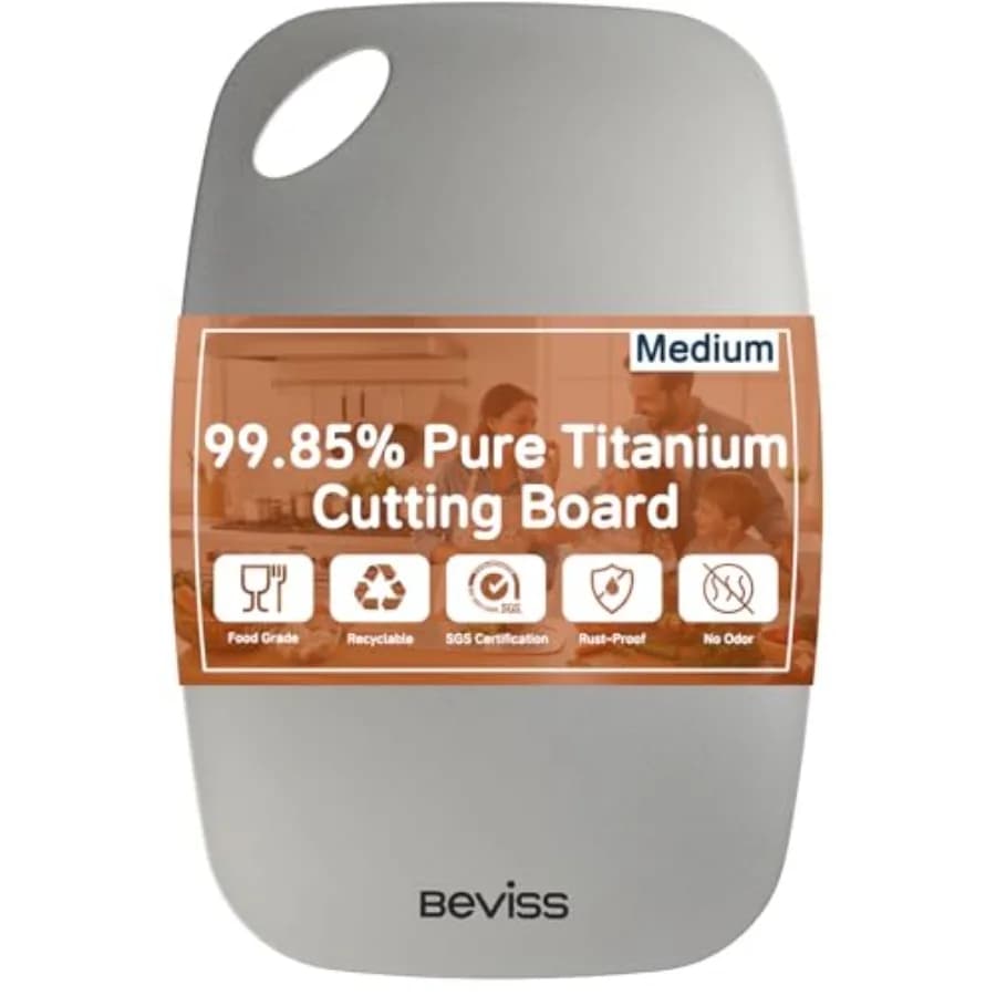 Pure titanium cutting 99.85% 13,66 x 9 inches, without BPA, not porous, durable, for meat, vegetables and fruit