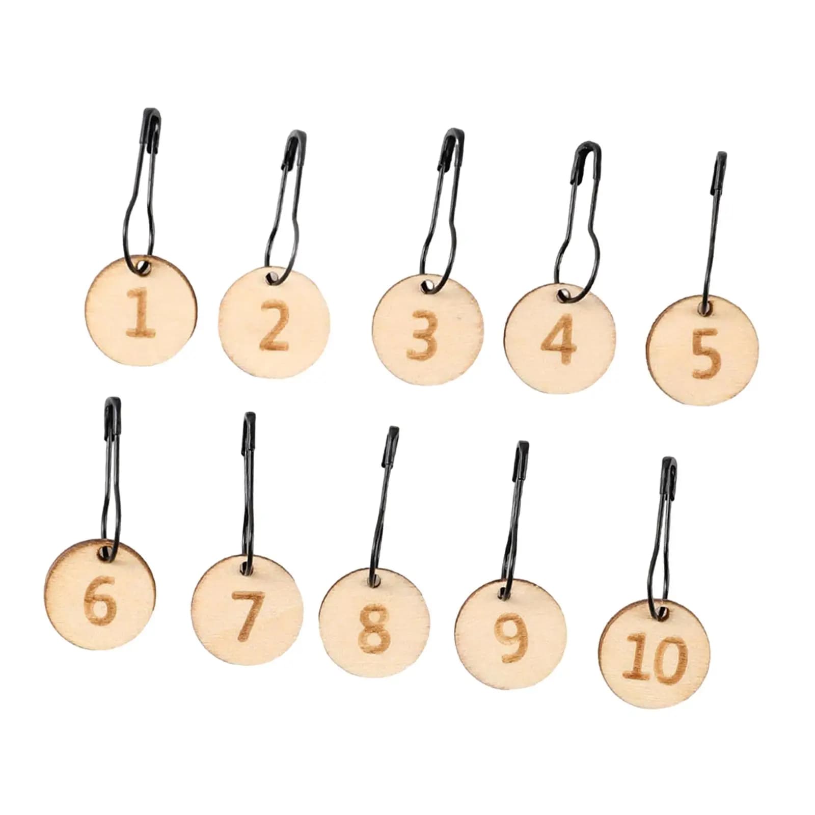 10x pennarelli per punto a maglia, ciondolo multifunzione in legno, anello per pennarello all'uncinetto, numero 1-10 per pezzi di ricambio per tessitura