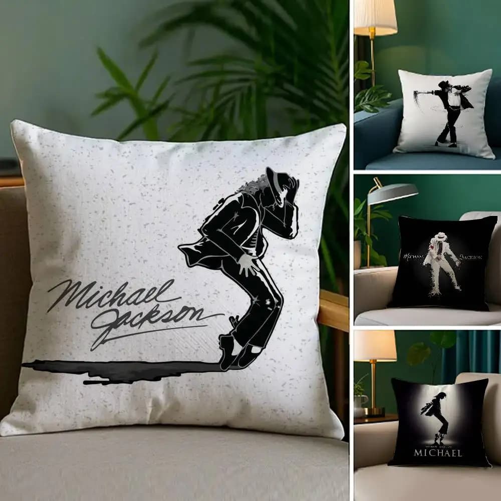 M-Michael Jacksons pillow case in sweatshirt fabric, soft sofa cushion cover with front-back print