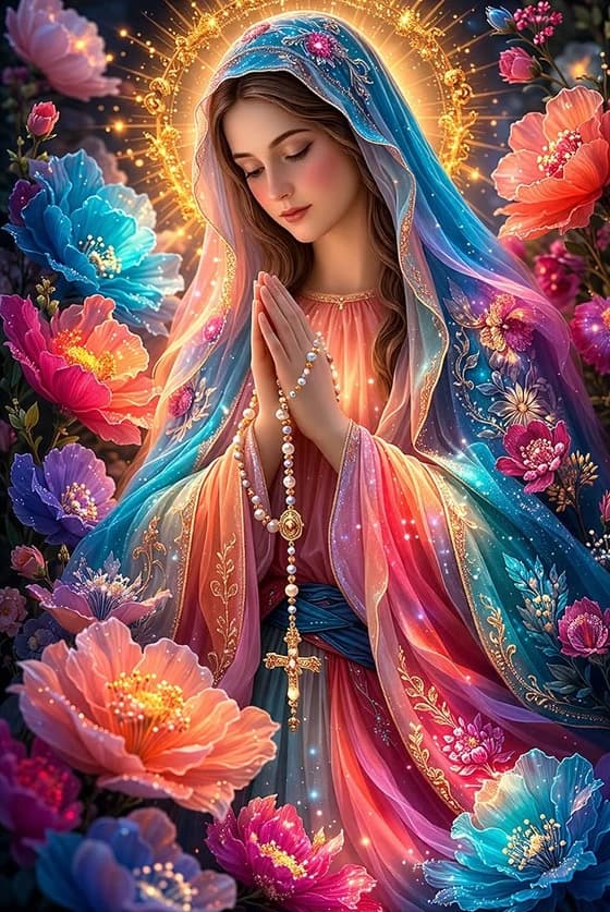 Diamond Painting By Number DIY Virgin Mary Mother of Jesus Diamond Art Wall Decor for Game Room or Living Room Gift Frameless