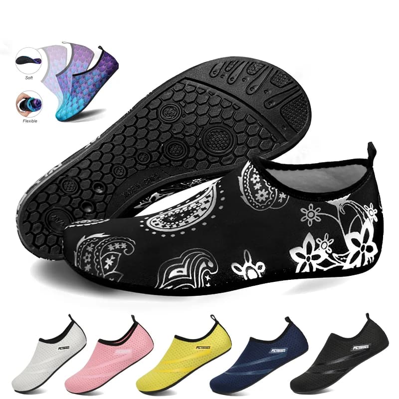 Scarpe da scoglio unisex Scarpe da acqua morbide da spiaggia antiscivolo Scarpe da acqua traspiranti ad asciugatura rapida Nuoto Immersioni Snorkeling Sneaker Calzini Pantofola