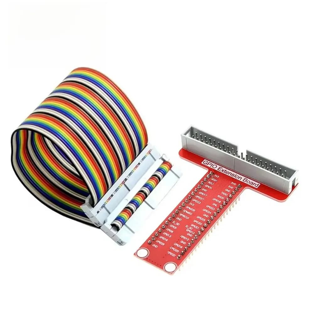 Raspberry Pi B+ GPIO T-shaped breakout expansion card with 40 pin cable for sensor design Easy connection prototype protection