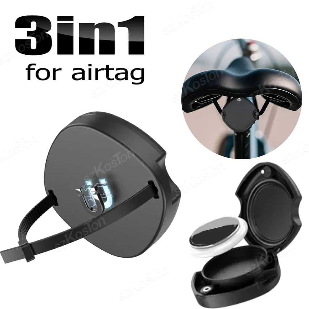1/2 PCS for Airtag Magnetic Adhesive Case with Cable Tie Holder Binding Tape Hidden Tracker Protective Cover for Car Bike Drone