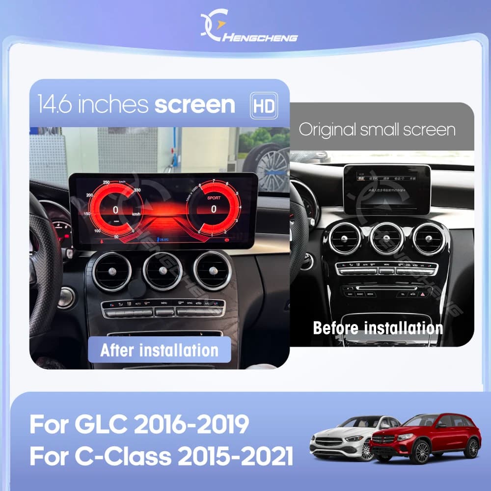 14.6" For Mercedes Benz C-Class / GLC 2015-2021 Android 15 Car Multimedia Player GPS Navigation CarPlay 4G WiFi 360 Android Auto
