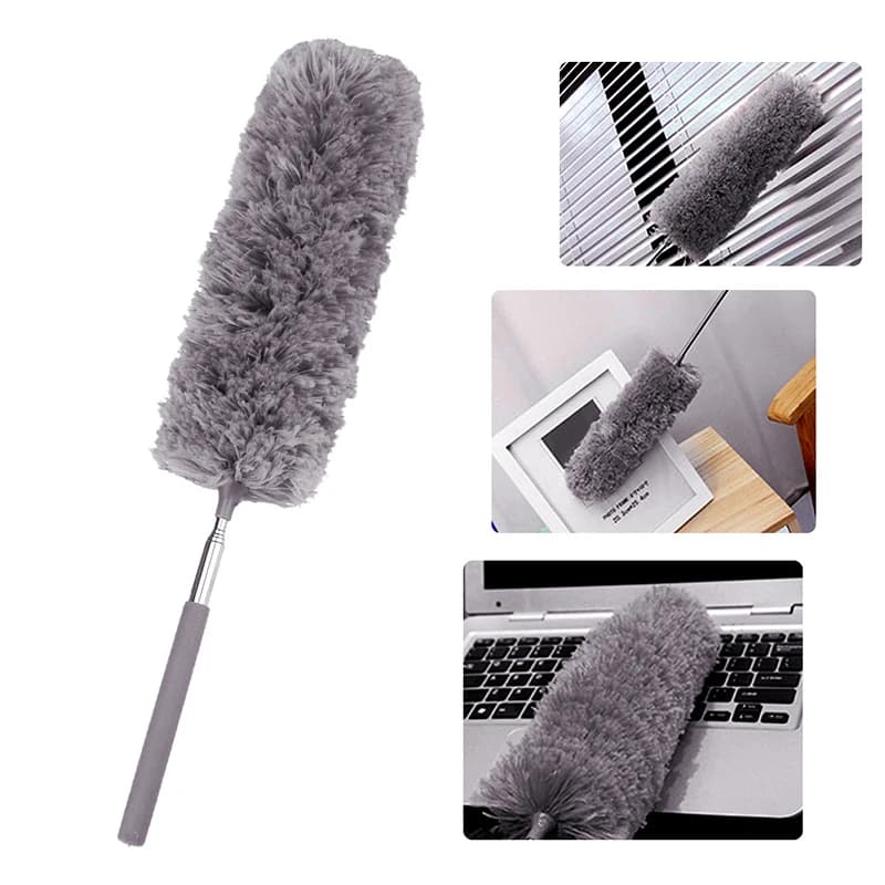1Pc Spolverino Retrattile Manico Lungo In Acciaio Inox Spolverare Pollo Strumenti Per La Polvere Spazzola Per La Pulizia Dell'automobile In Microfibra Piuma Spolverino Casa