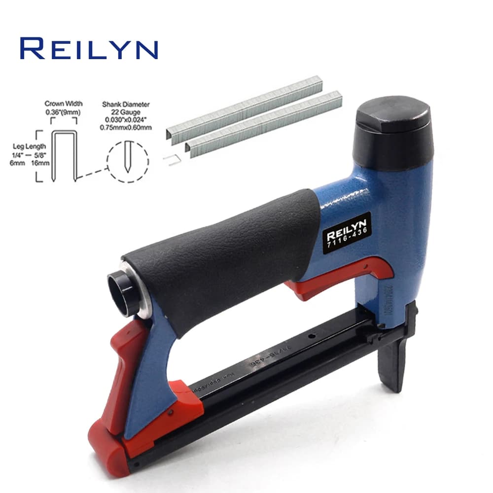 Chiodatrice Pneumatica Reilyn 22GA 7116-436, Graffatrice ad Aria Compressa per Tappezzeria, Chiodatrice per Cornici, Strumento per Lavorazione del Legno e Mobili in Sughero