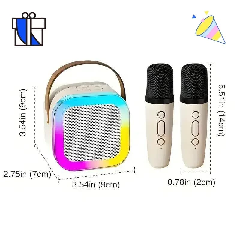 Macchina per karaoke LED RGB per bambini - 2 microfoni wireless Altoparlante portatile per feste Bluetooth 5.3