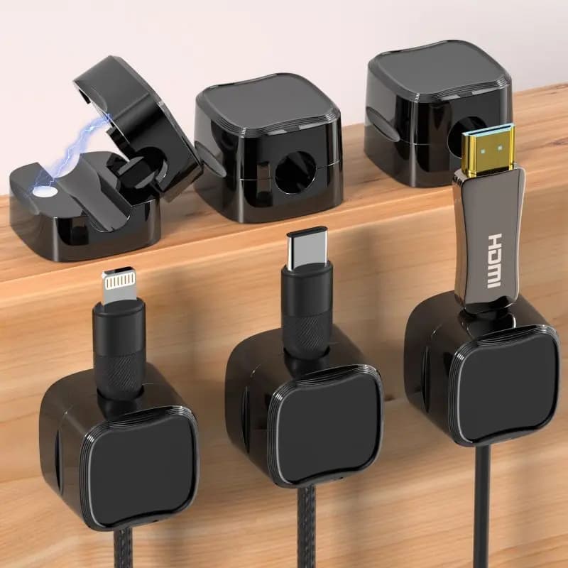 6/12 Pezzi Clip Magnetiche per Cavi, Supporto Regolabile per Cavi, Organizzatore per Gestione Cavi Sotto la Scrivania