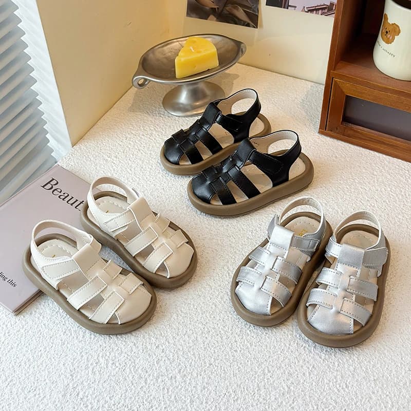 Beach Sandals for Girls, Versatili, Tinta Unita, Stile Romano, Suola Morbida, Novità Estate 2026, Trendy, Antiskivolo con Closing Strappo