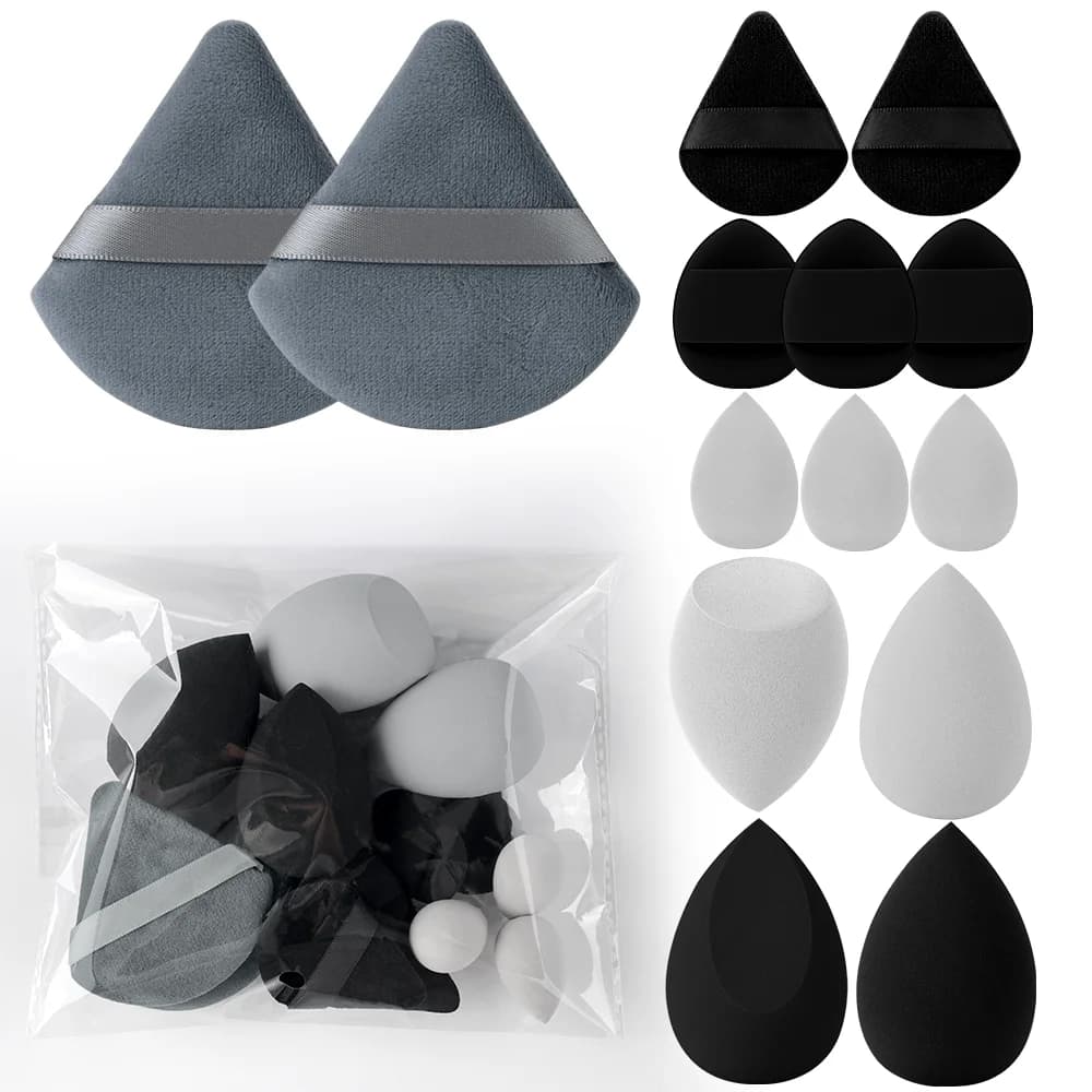Set di 14 Spugne per Trucco da Donna, Blender Cosmetico, Beauty Blender, Puff per Fondotinta, Accessori per il Make-up