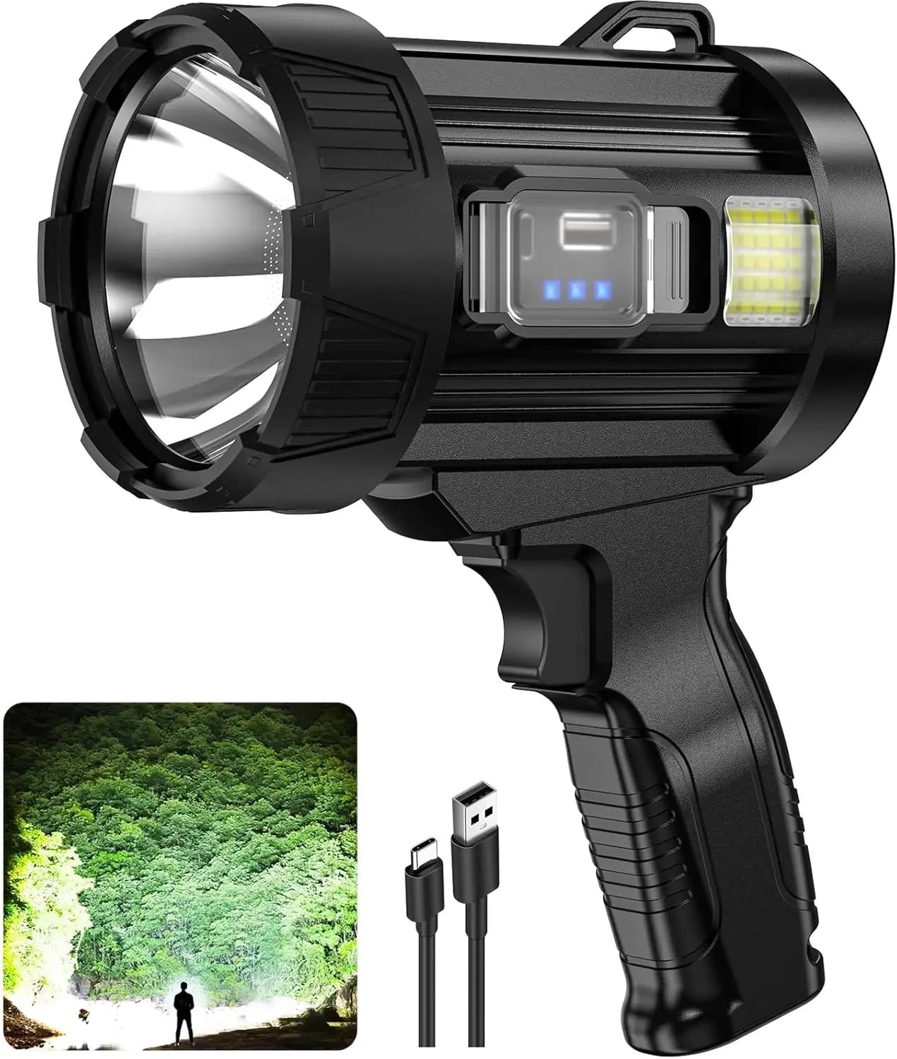 Faretto ricaricabile, torcia LED super luminosa da 99 K lumen con pannello solare per la nautica da campeggio all'aperto