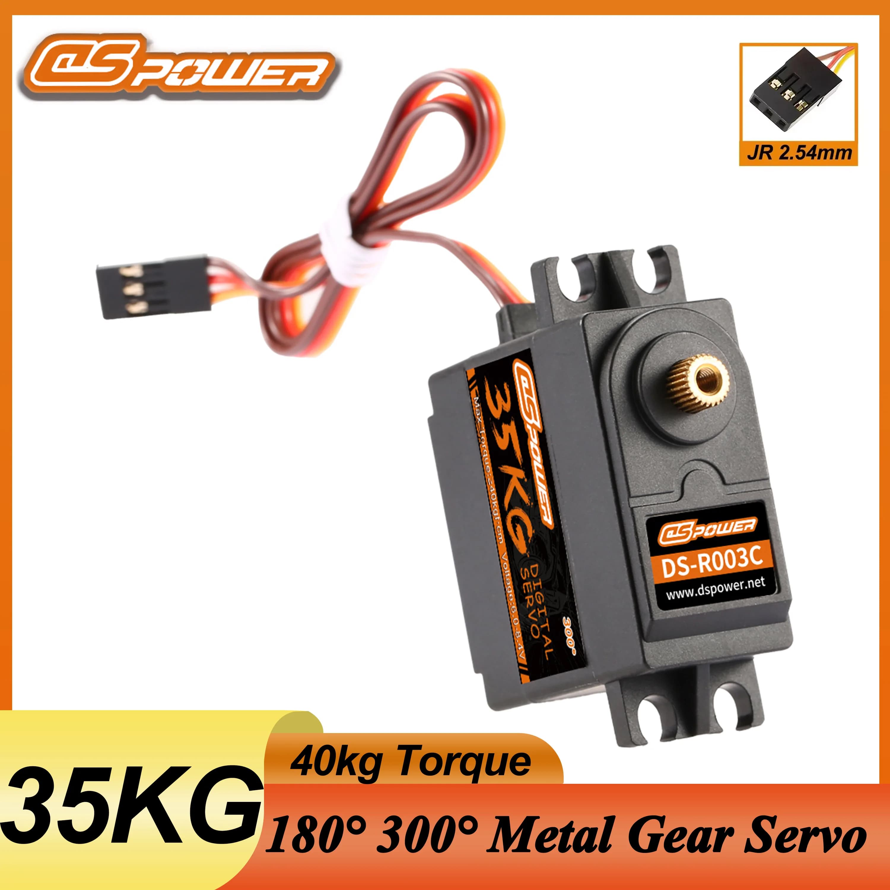 Servo per ingranaggi metallici impermeabile DSpower 35KG 180 ° 300 ° per 1/8 1/10 RC Car Crawler Drone Aereo Barca TRX4 Scx10 104001 Wltoys assiali