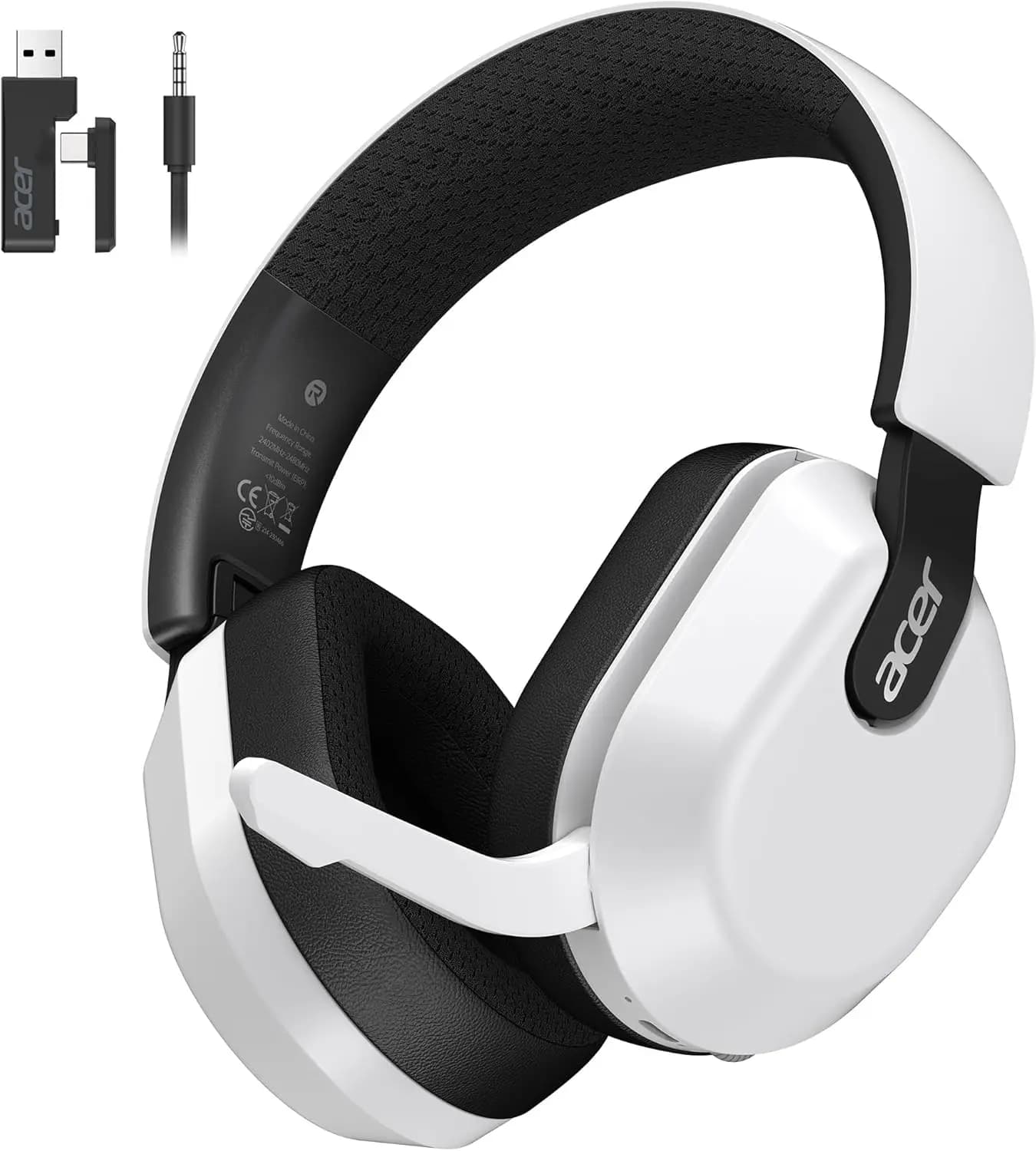 Cuffie da Gaming Wireless per PS5/PS4, PC, Mac con Microfono Silenziabile, Design Leggero, Lunga Durata della Batteria - Bianche