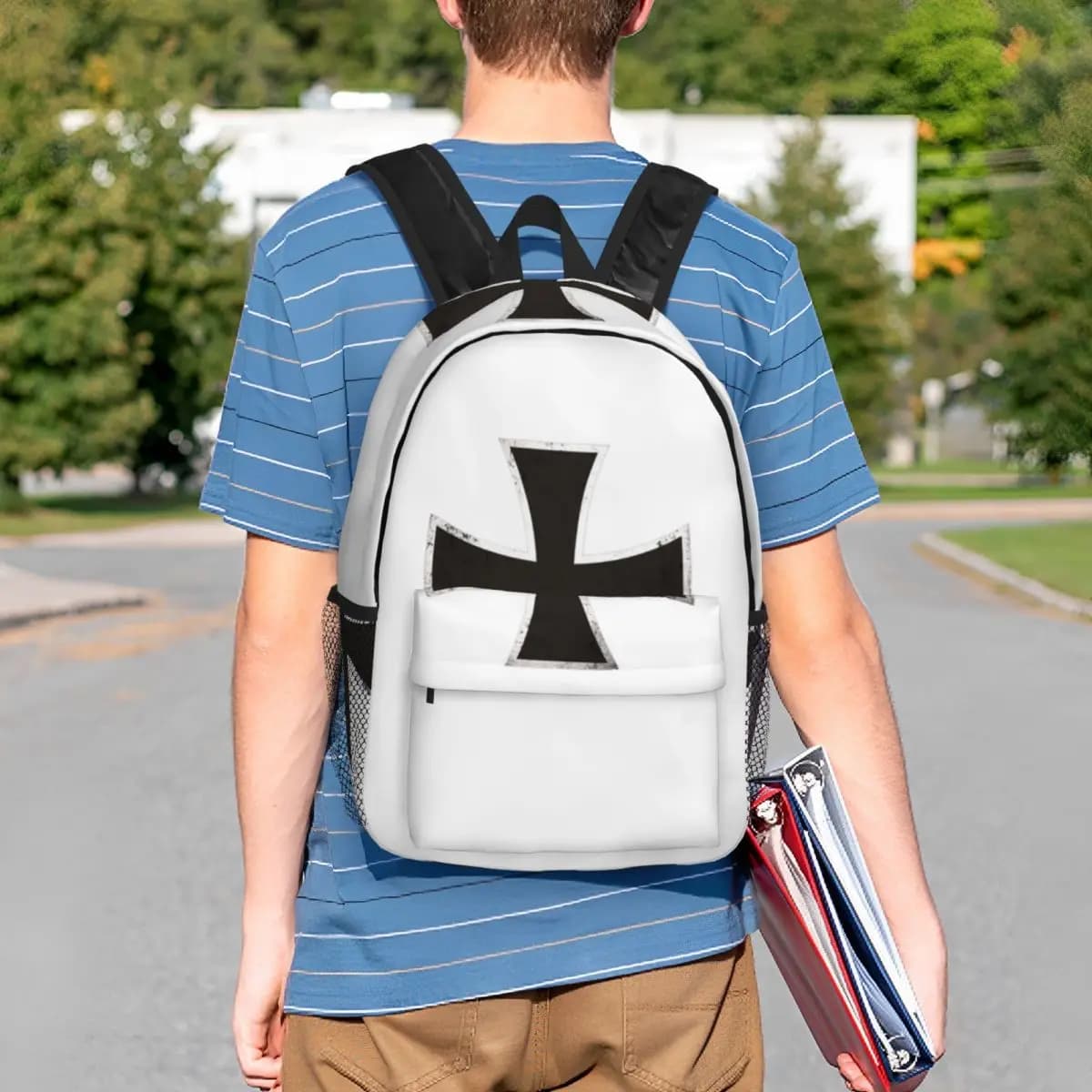 German Iron Cross Backpack Student BookBag Men Women School Bag Laptop Shoulder Bags