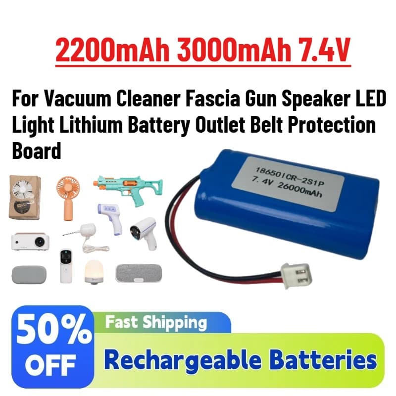 Disponibile Batteria al Litio 2.2Ah 3.0Ah 7.4V per Aspirapolvere, Pistola Massaggiante, Altoparlante, Luce LED, con Scheda di Protezione