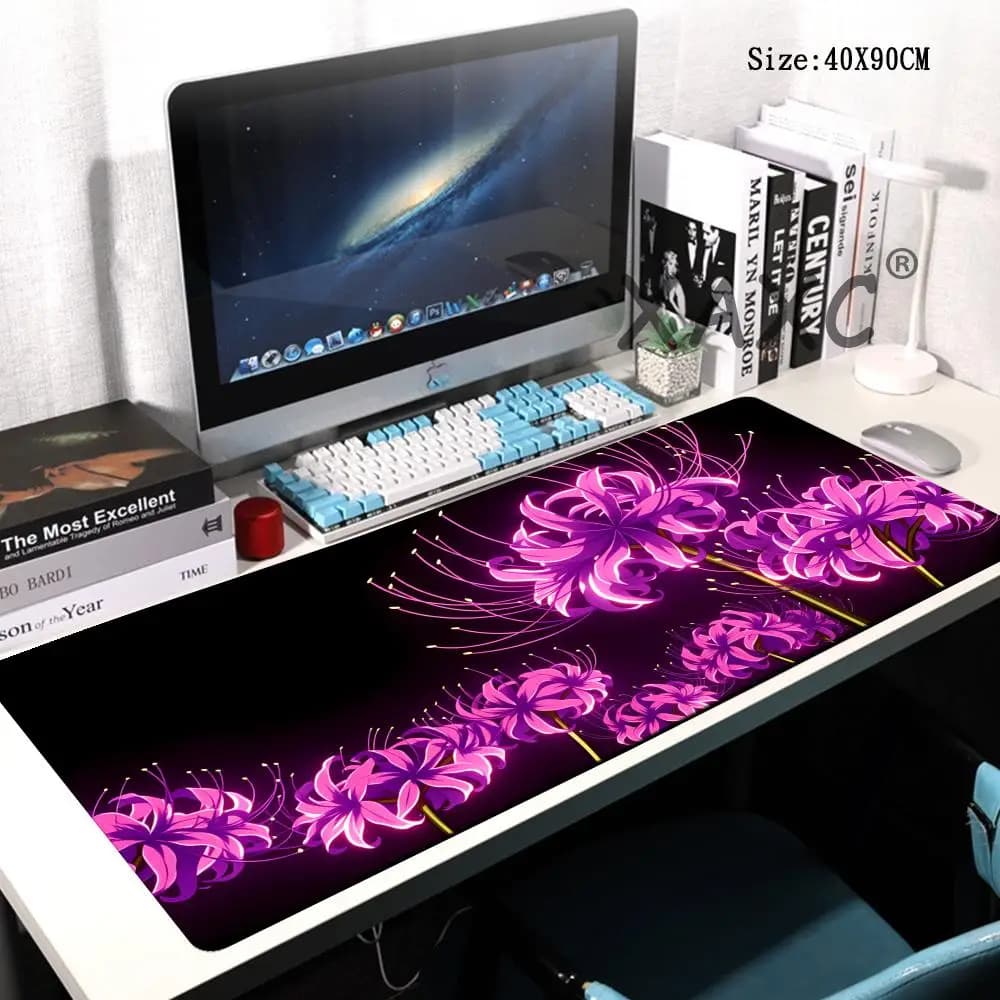 Tappetino per Mouse da Gaming HYBXAXC con Stampa HD Personalizzata di Giglio Ragno Viola e Rosa, Nuovo Mousepad Morbido Antiscivolo in Gomma