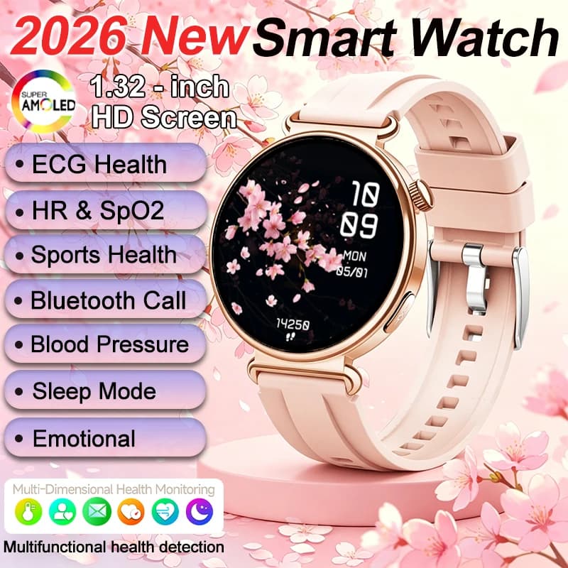 Nuovo Smartwatch da Donna con Monitoraggio ECG, Pressione Sanguigna, Ossigeno nel Sangue, Funzioni Sportive, SOS, Assistente Vocale, Impermeabile IP68