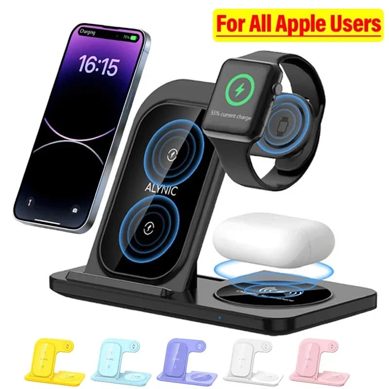 3 in 1 Wireless Charger Support for iPhone 15 14 13 12 Pro Max Plus iWatch AirPods 3/2 Support for phone dock for fast charging station