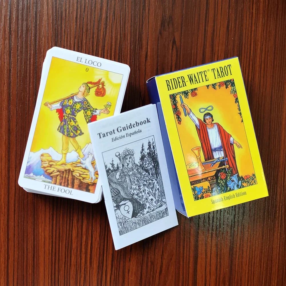 Carte dei tarocchi inglesi spagnoli Rider Waite Tarocchi Gioco da tavolo Carte da divinazione Inglese spagnolo per principianti