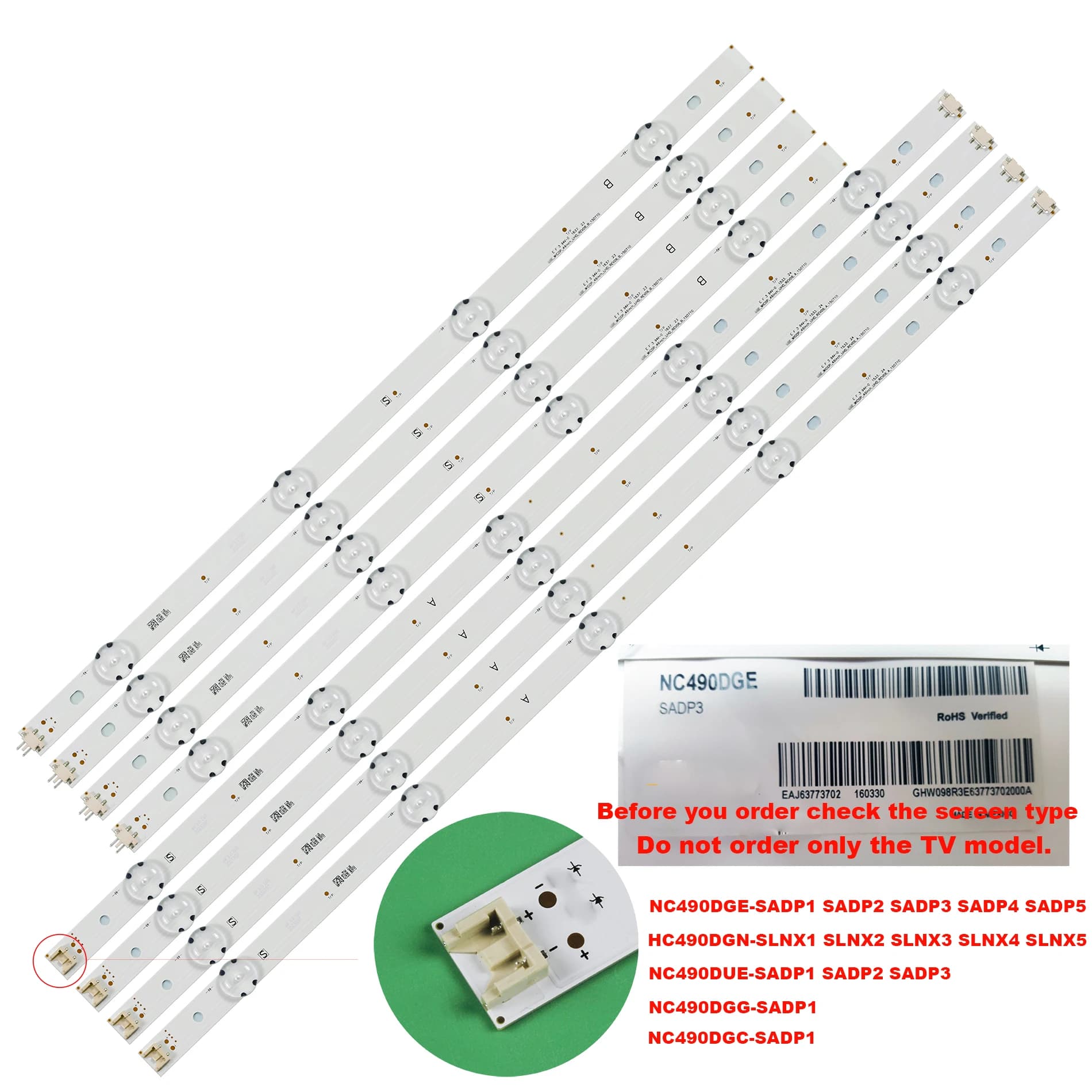 LED Backlight Strip for 49LF5500 49LF5100 49UH6030 49UF640V LGE WICOP 49inch UHD/FHD REV05 A LGE WICOP 49inch UHD/FHD REV05 B
