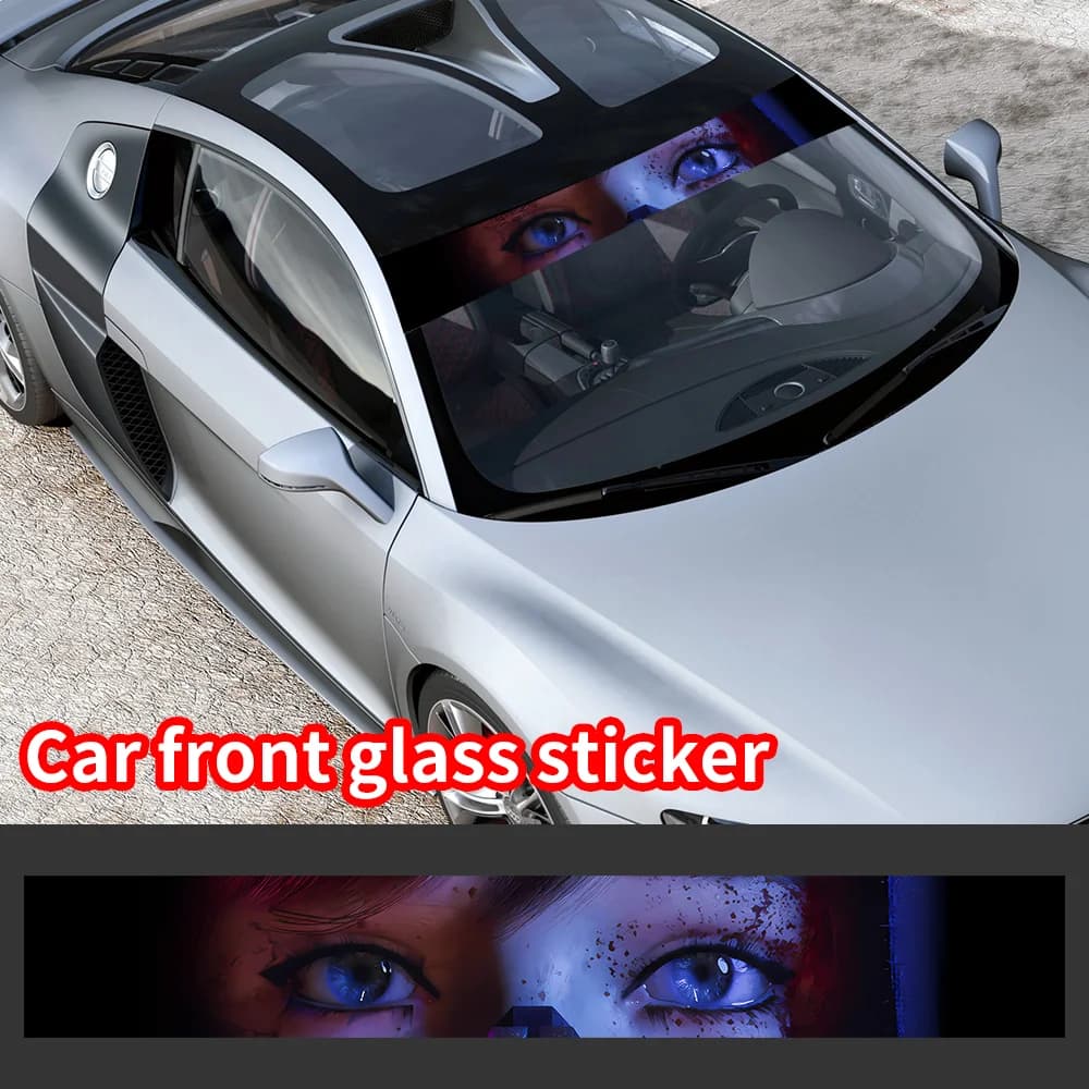 Beauty's Gaze Occhi 3D Adesivi per parabrezza anteriore per auto Accessori per adesivi decorativi per parasole per ingranaggi anteriori e posteriori
