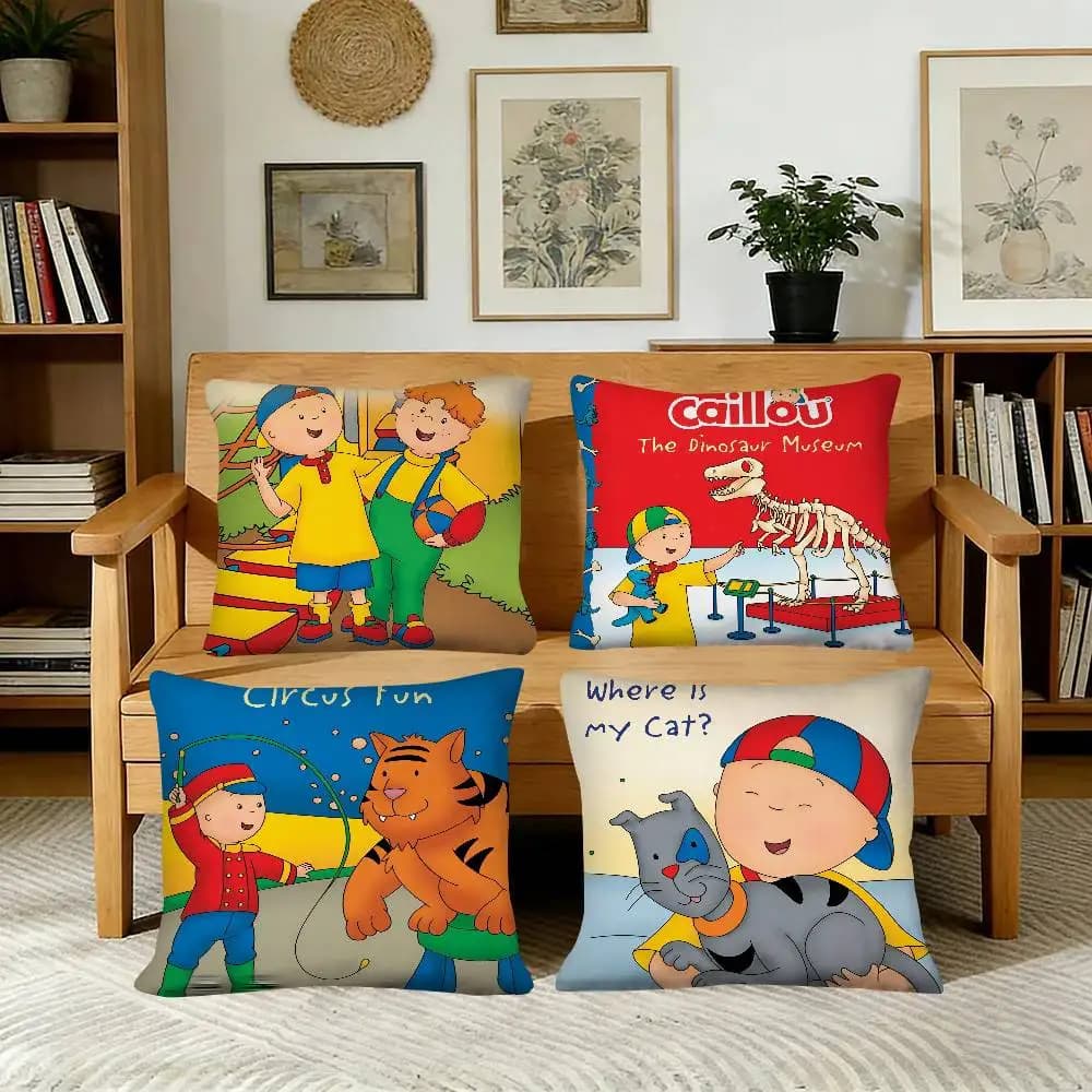Federa per cuscino Cartoon Baby Friend C-Caillou, federa quadrata alla moda per camera da letto, divano, decorazione per il tempo libero