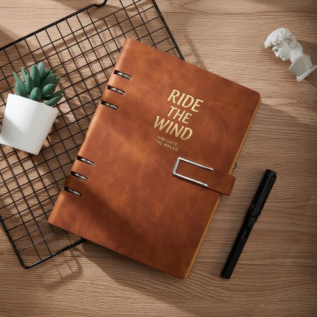 A5 Refillable Loose Leaf Notebook Pu Leather Cover Thick Smooth Paper Portable Daily Journal For Business College Students