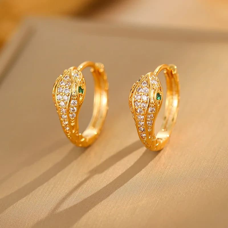 Orecchini di Lusso con Zirconi Brillanti a Forma di Serpente, Design di Nicchia di Alta Gamma con Micro-Incastonatura, Eleganti e Raffinati
