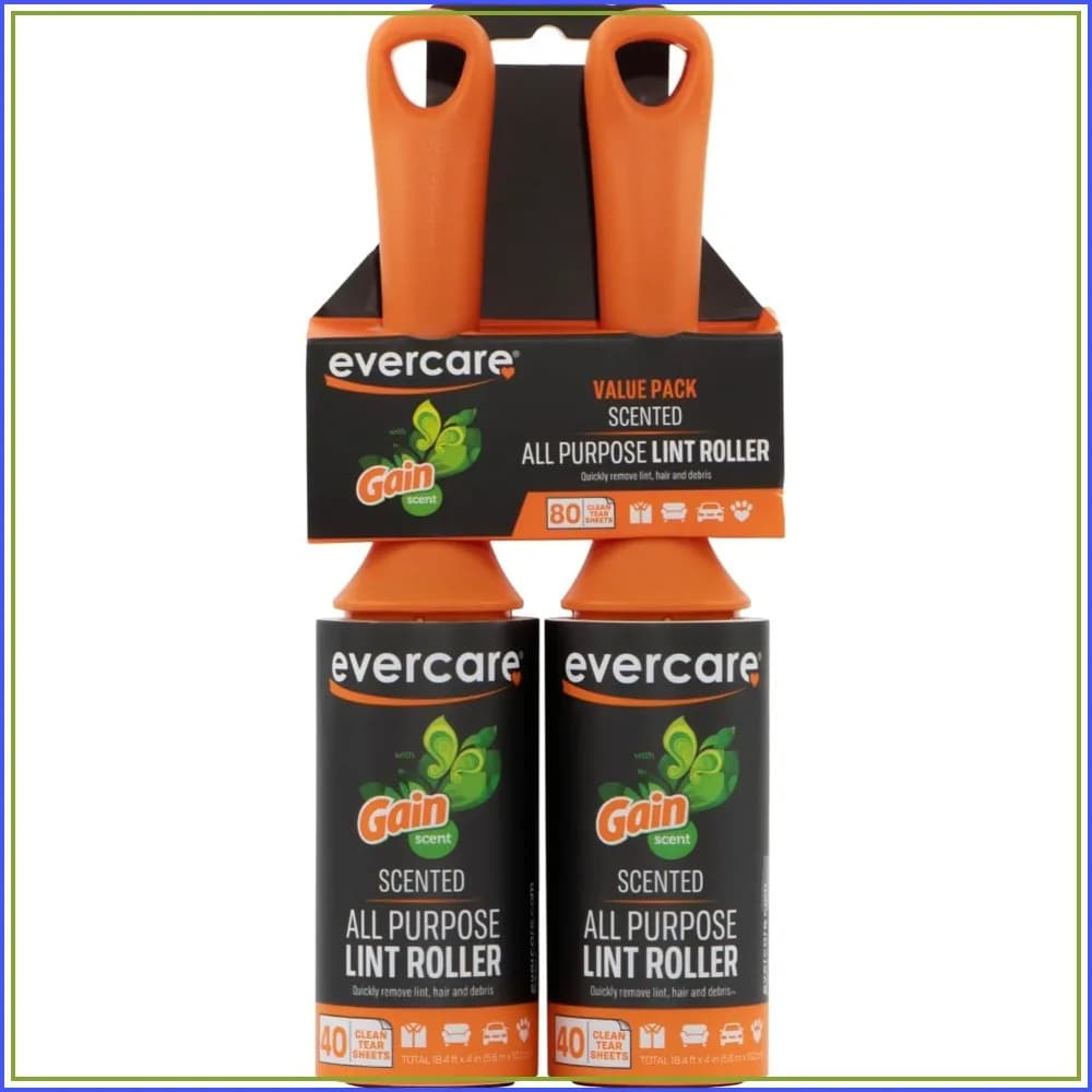 Evercare Lint Roller, Scented 40 Sheets, Two-Pack, Orange