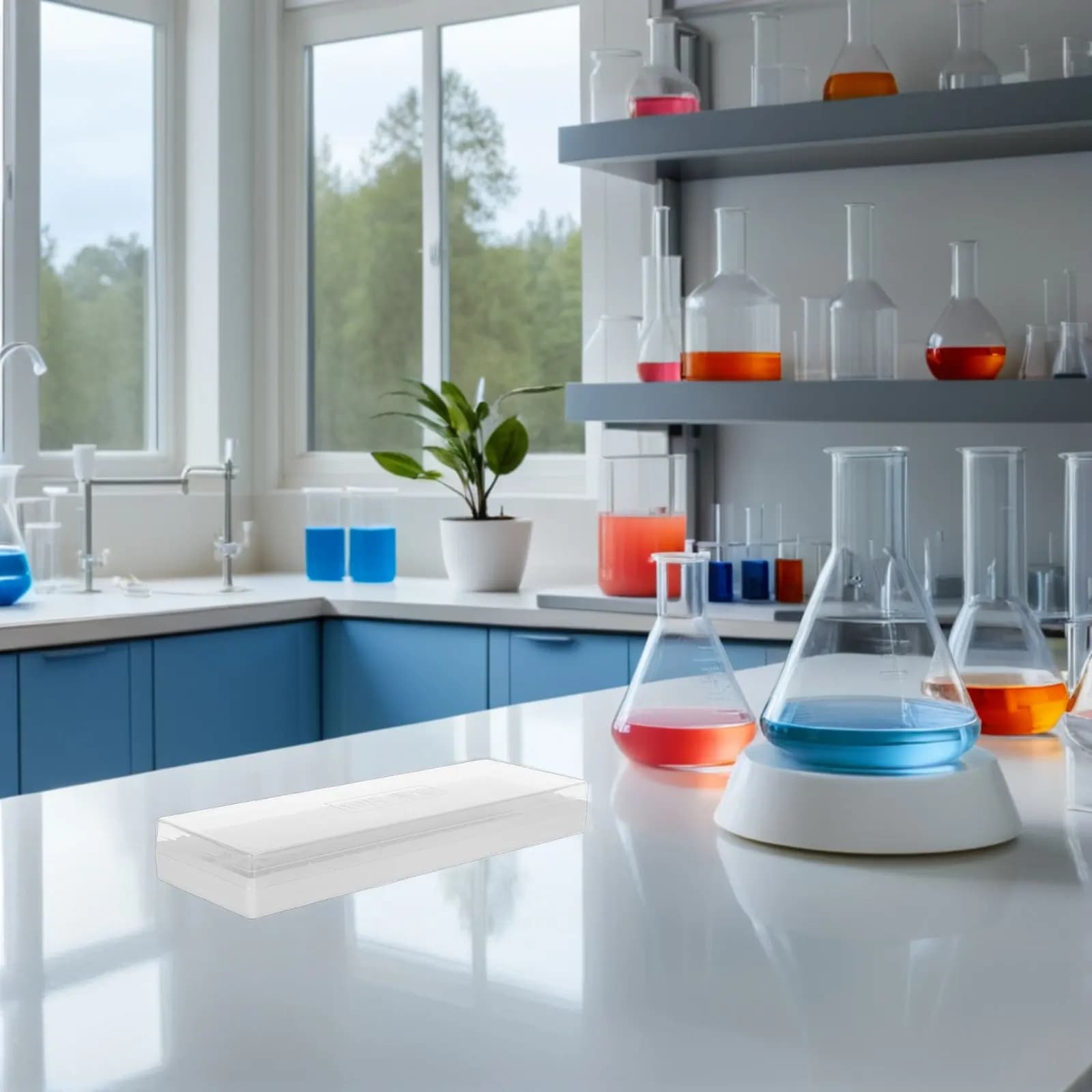 Contenitore Rettangolare Mini in Plastica Trasparente per Porta-objettivi da Microscopio, Scatola Portatile per Esperimenti di Laboratorio