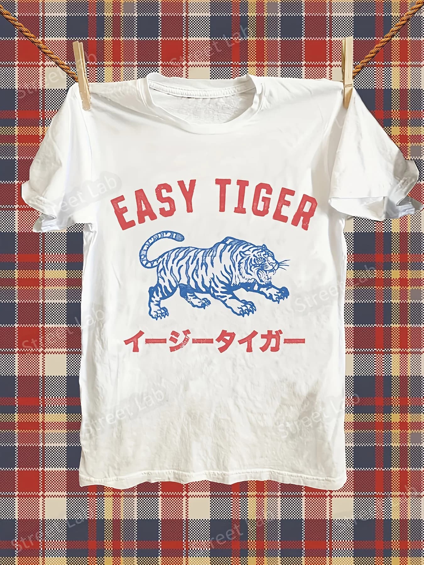 New Comfortable Men's Retro Punk Style Round-neck Tiger-print Summer Fashionable Breathable Daily Pure Cotton Men's T-shirt