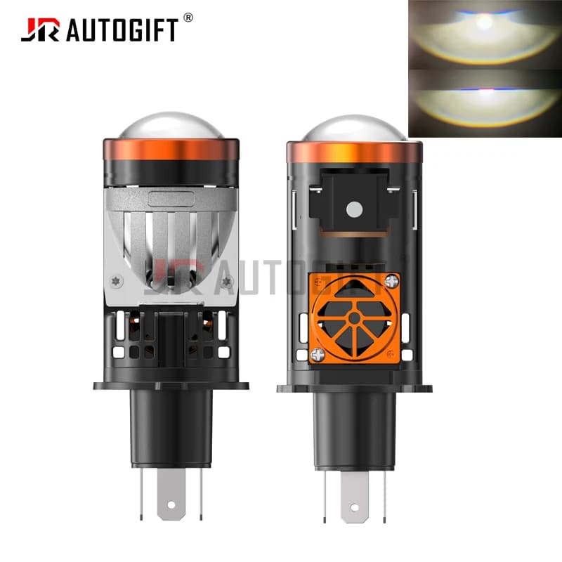 Mini H4 LED Lente per proiettore Faro Bi LED Fascio alto e basso Auto Moto Lampadine per auto Elettromagnetico Canbus H4 Kit LED di conversione