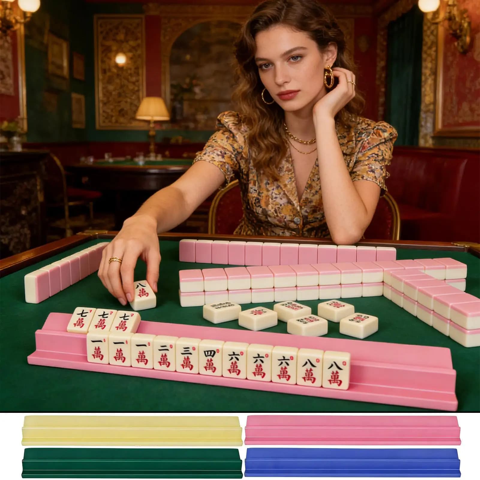 Supporti per Tessere Mahjong (4 Pezzi) - Portatili per Viaggi, Casa, Feste, Serate di Gioco, Club e Sale Giochi