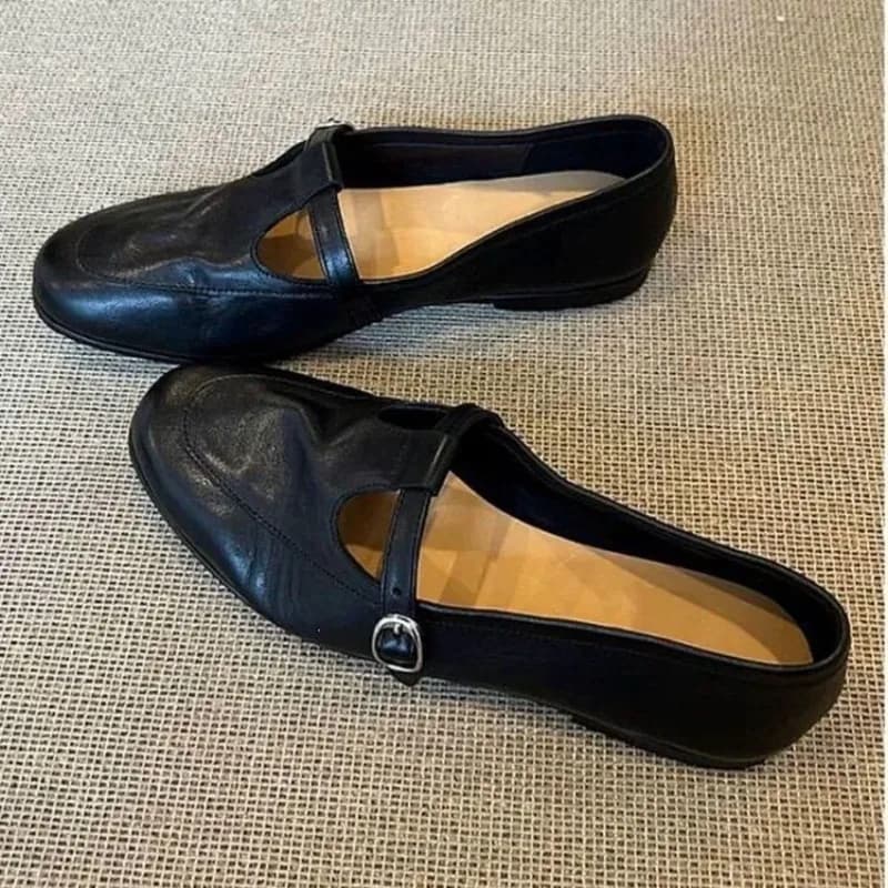 Spring/Fall Collection: New Women's Square-Toe Low-Top Flat Soft Leather Loafers, Retro Mary Jane Shoes, Casual Shoes