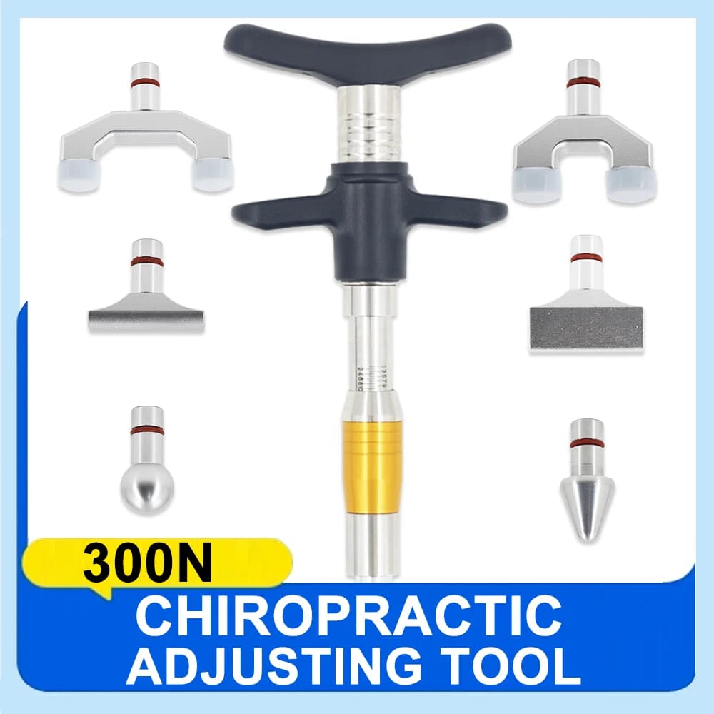 Manual Chiropractic Adjusting Tool 6 Heads Lumbar Adjustment Correction Massager 300N Physiotherapy Massage Gun Set