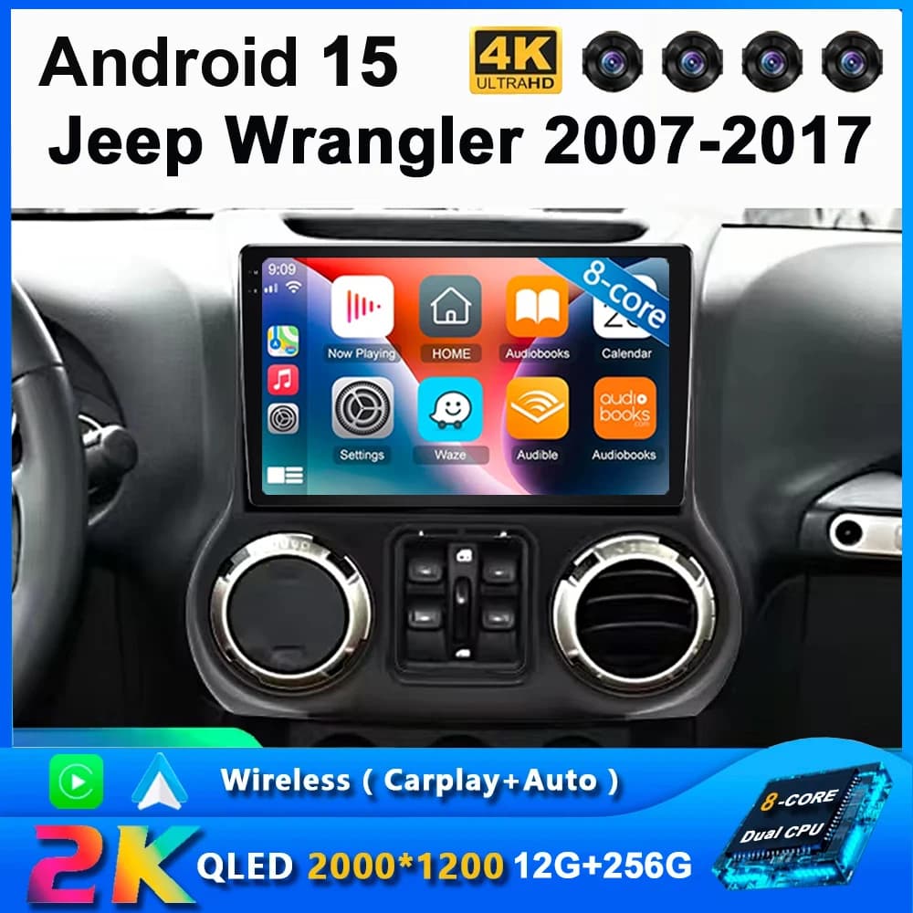 Android 15 Auto Autoradio Per Jeep Wrangler 3 JK 2007 - 2018 Stereo Multimedia Video Player Navigazione GPS DSP Wireless Carplay