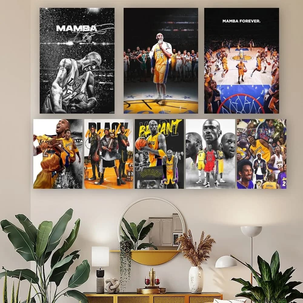 Basketball Legend Kobe Bryant Poster Prints Wall Decals Stickers for Living Room Home Decor Perfect for Sports Enthusiasts
