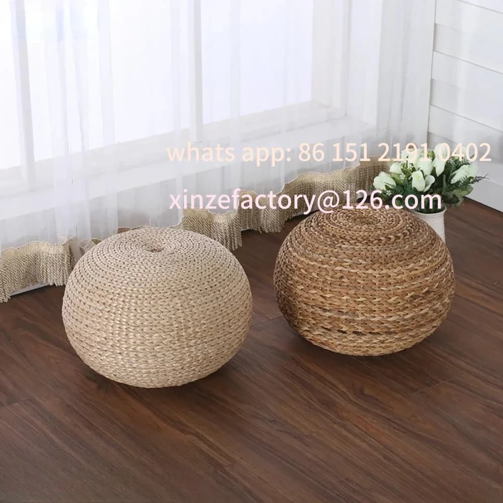 Customizable Japanese Style Tatami Cushion Meditation Round Straw Pouf Mat Floor Cushion Meditation Yoga Pad Seat Floor