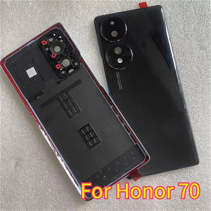 A+++ 6.67" Back Glass Cover For Honor 70 FNE-AN00 FNE-NX9 Rear Battery Housing Door With Camera Lens Frame Replacement Parts