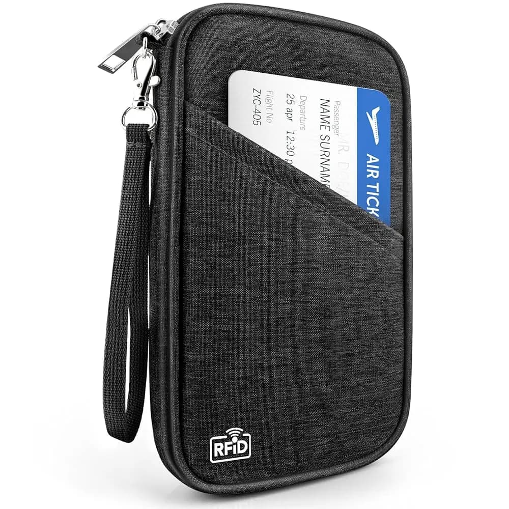 Porta Passaporto Familiare RFID, Organizzatore Documenti da Viaggio per Donne, Portafoglio Impermeabile per Passaporto, Custodia Portatile per Carte e Biglietti